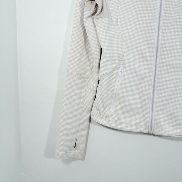 Lululemon Forme Jacket Dune Tan White Gingham Luon Zip Fitted Jacket 6 W4A92S - Picture 10 of 16